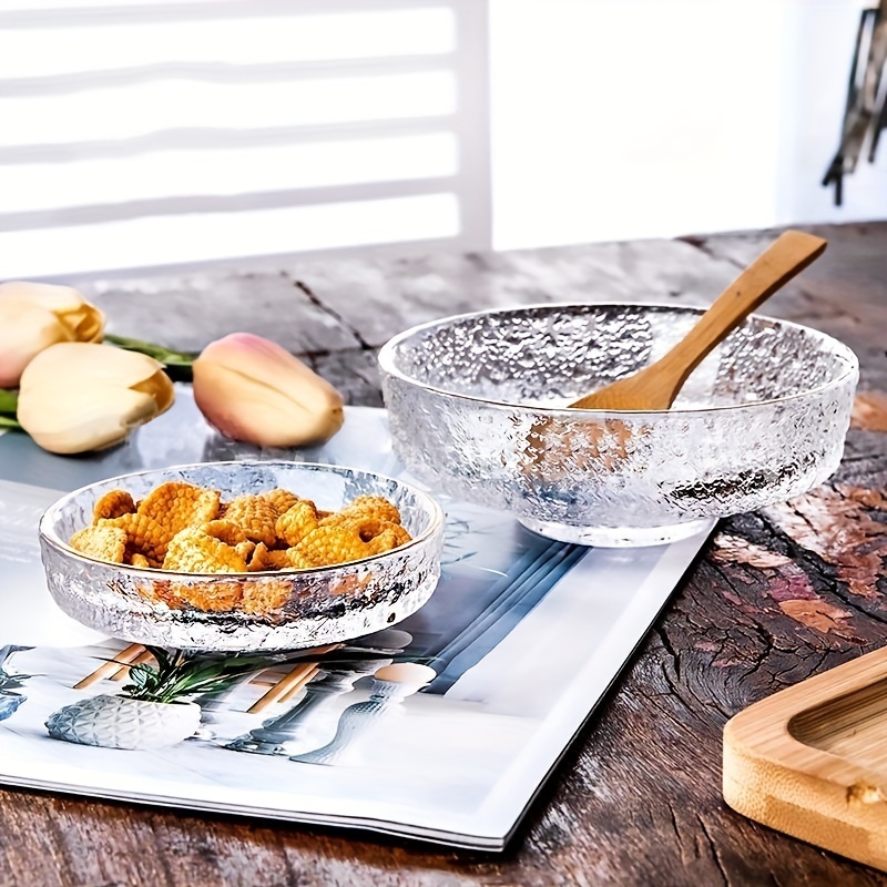 Irregular Gold Inlay Edge Glass Salad Bowl Fruit Rice Serving Bowls  Tableware