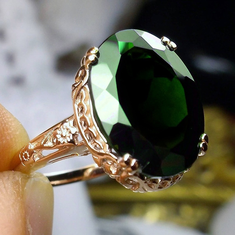 Vintage Plated 4 Prong Setting Oval Cut Emerald Gemstone - Temu Canada