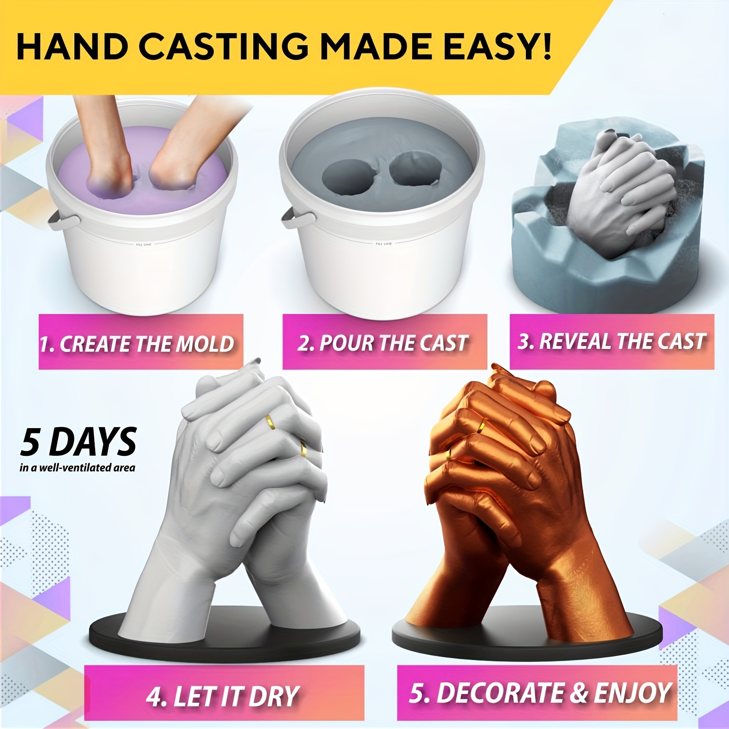 Plaster Hand Mold Casting Kit, DIY Kits for Adults and Kids, Wedding Gifts  for Couple -  Sweden