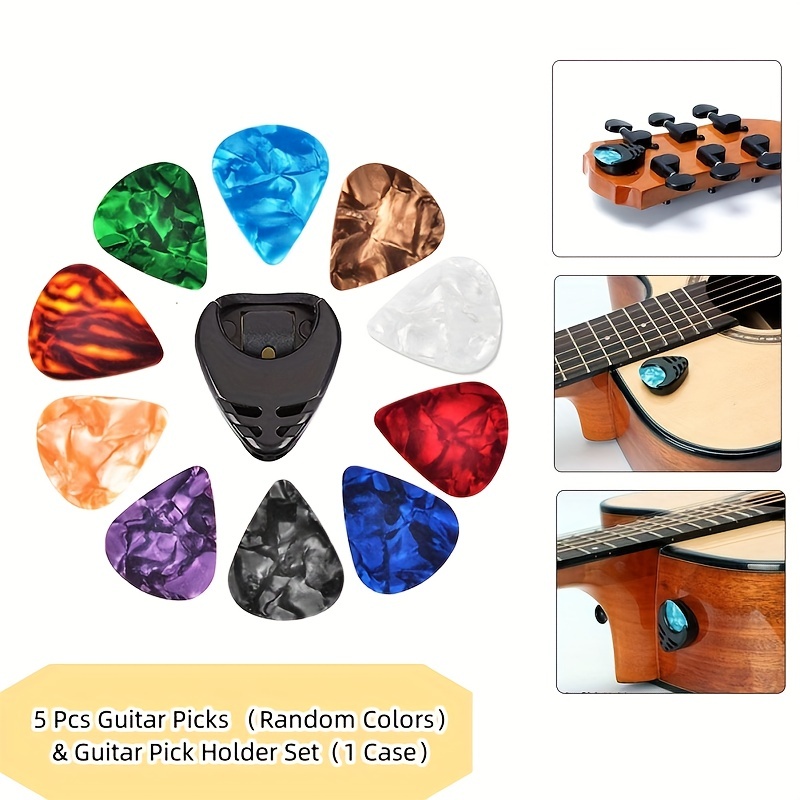 Ashata Pick Box Guitare en bois médiators étui support conteneur cubique  plectre boîte de rangement pièces de guitare