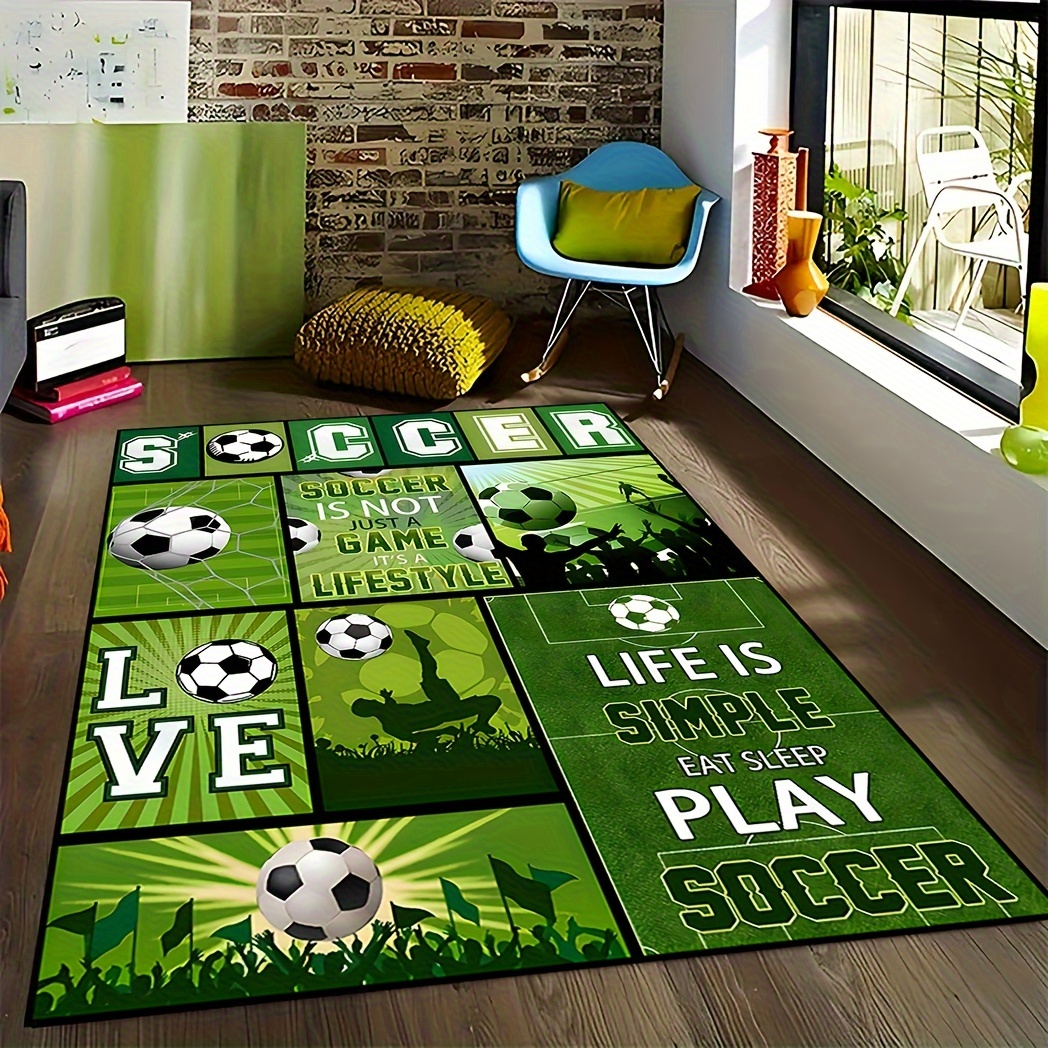 Alfombra antideslizante para suelo de fútbol o cancha de fútbol con fondo  verde, táctica de fútbol para interiores y exteriores, sala de estar