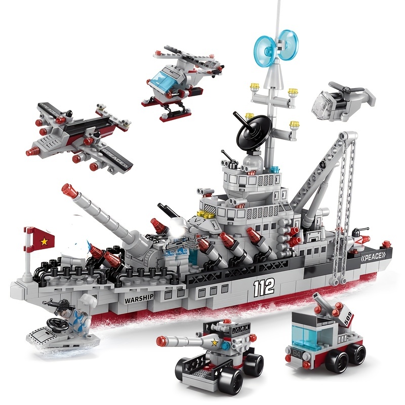 651pcs 25 Changes Military Warships Series, Army Building Blocks Ship ...