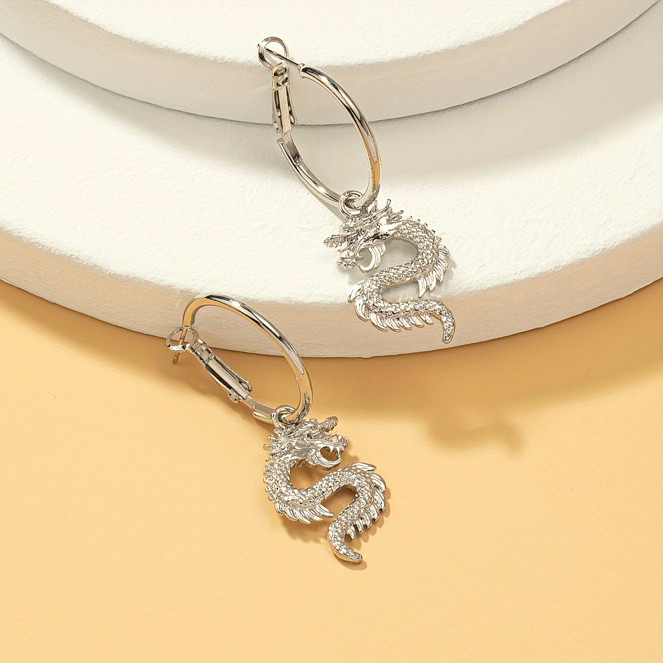 Geometric Metal Dragon Earrings for Women