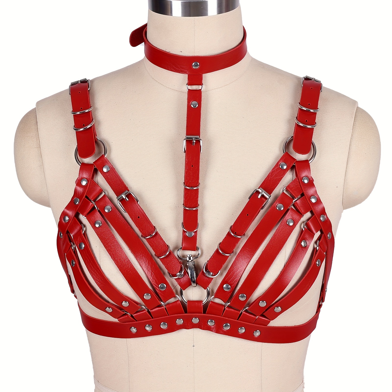 Leather Harness Cage Bra