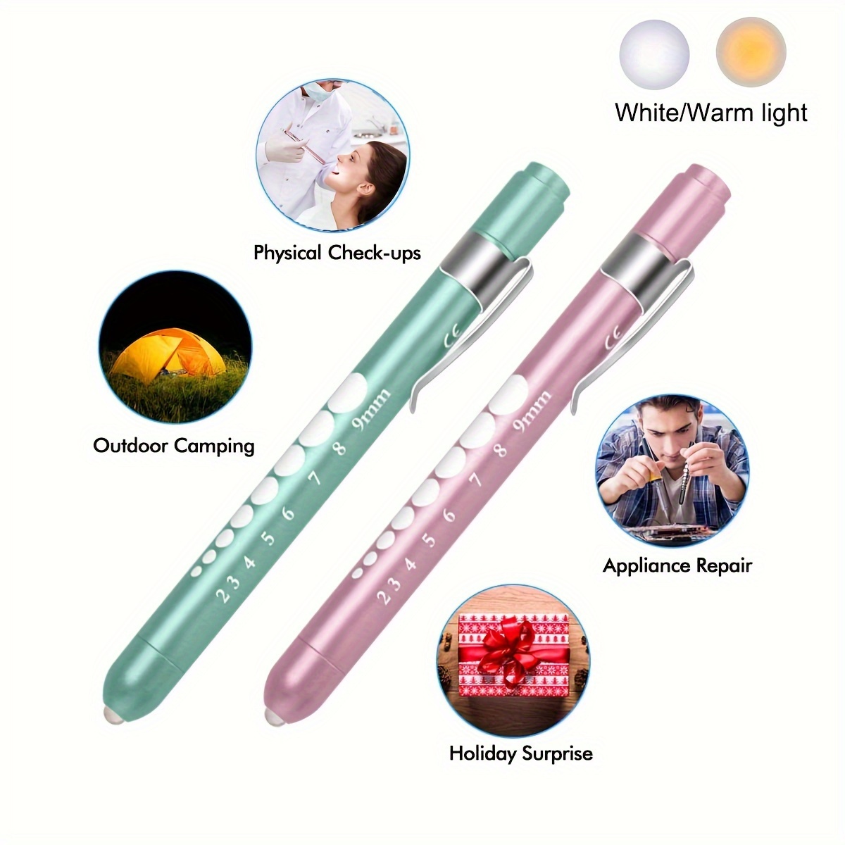 Led Medical Penlight Flashlight With Pupil Gauge Pocket Clip - Temu