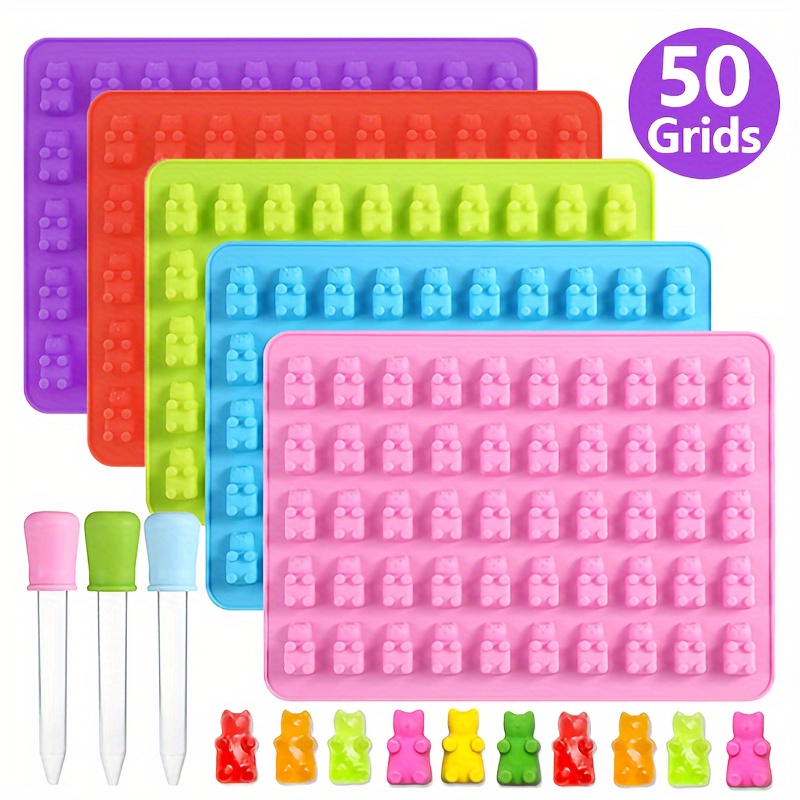 1pc gummy bear mold with dropper 50   candy diy baking silicone mold chocolate mold details 0