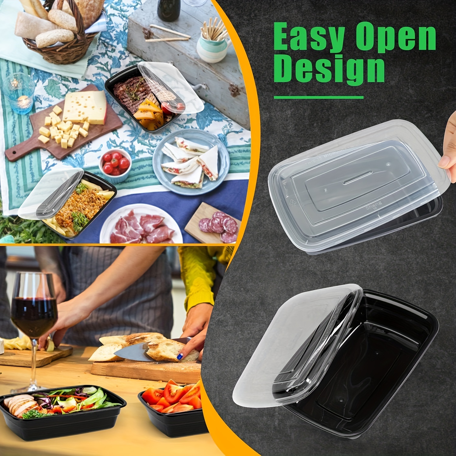 900ML Reusing Disposable Plastic Containers Food Container 2