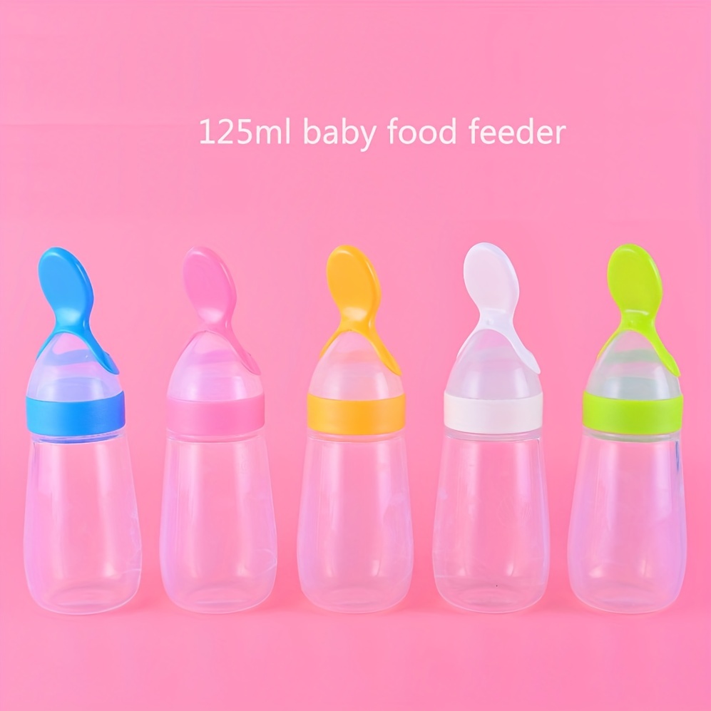 Baby Feeder Silicone Baby Food Dispensing Spoon Toddler Feeding Bottle with  Spoon Feeding Rice Cereal Feeding Spoon For Infant