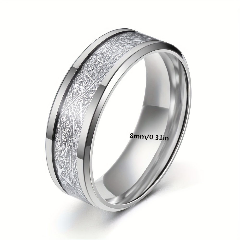 Rime Silk Pattern Titanium Steel Men Ring