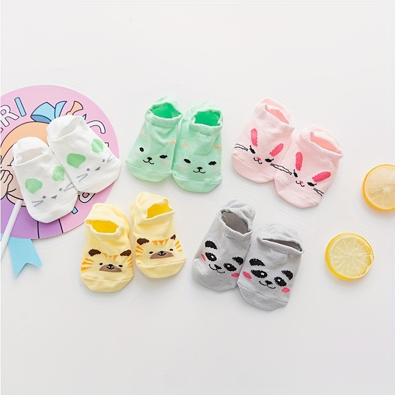 

5pairs Girls Colorful Cute Animals Non Slip Casual Floor Socks For Baby Toddlers Summer