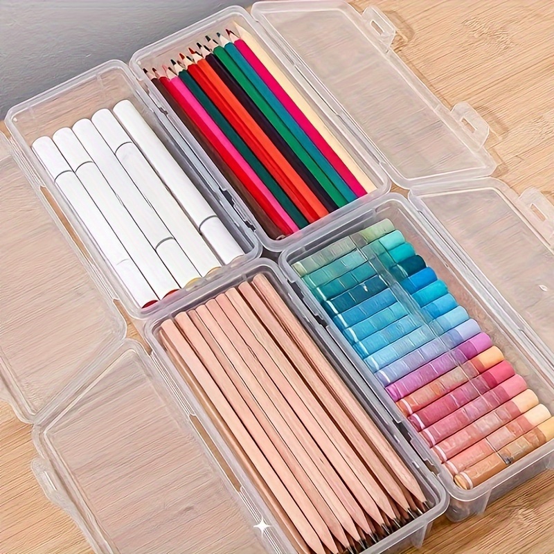  1InTheoffice Crayon Box, Stackable Clear (4 Pack.) : Office  Products
