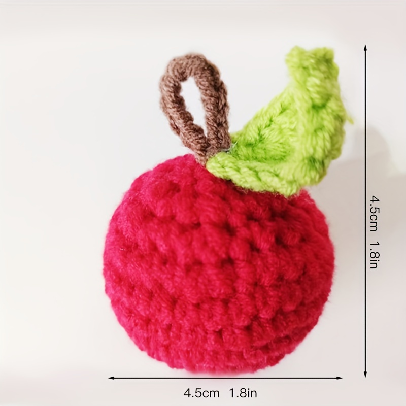 2pcs Handmade Wool Small Apple Finished Three-dimensional Creative Crochet Fruit Keychain Accessories Diy Jewelry Pendant