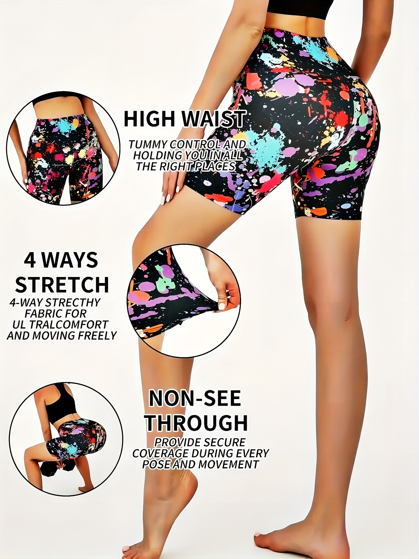 Colorful Print High Waist Biker Shorts for Women