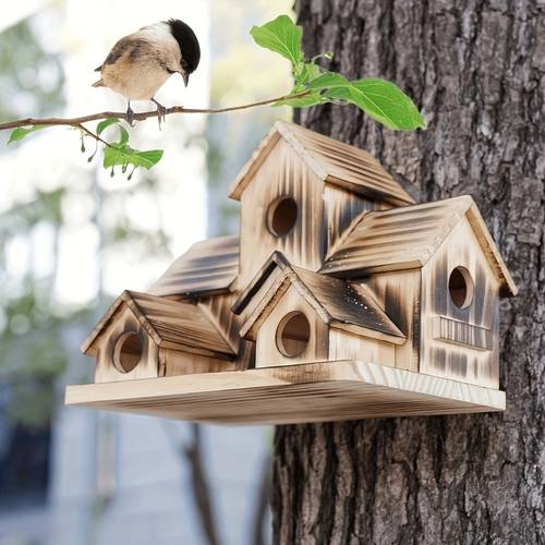 1pc pet wooden house for bird hanging bird nest for outdoor yard garden decoration garden decor yard decor home decor holiday decor room decor
