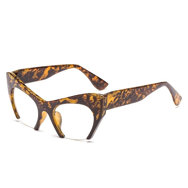 Women's High Fashion Semi-Rimless Clear Lens Cat Eye Glasses