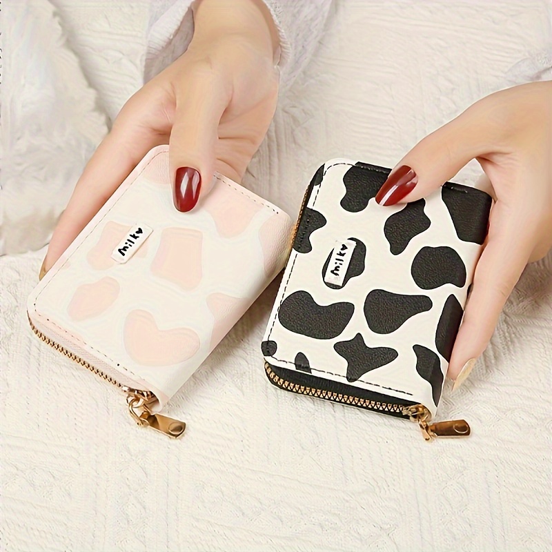 Trendy Cow Pattern Card Holder, Organ Multi-Card Slots Certificate Card Case, Perfect Casual Card Coin Bag for Daily Use,Temu