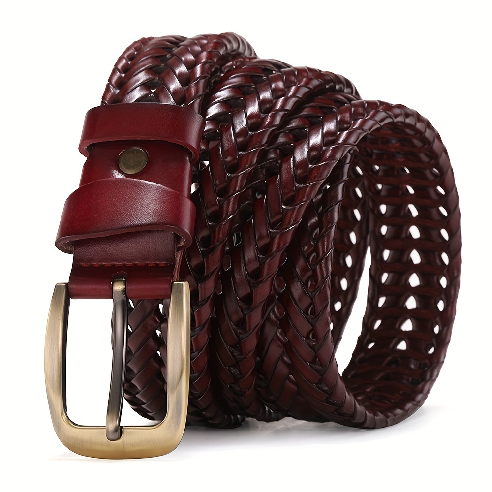 1pc Symmetrical Buckle Braided Belt Fashion Classic Casual Business Belt  For Men Ideal Choice For Gifts, Shop Now For Limited-time Deals