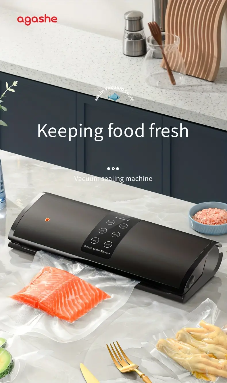 1set automatic food vacuum sealer machine with touch screen vacuum air sealing system for food preservation dry moist food modes led indicator lights with external vacuum tube kitchen accessories details 0