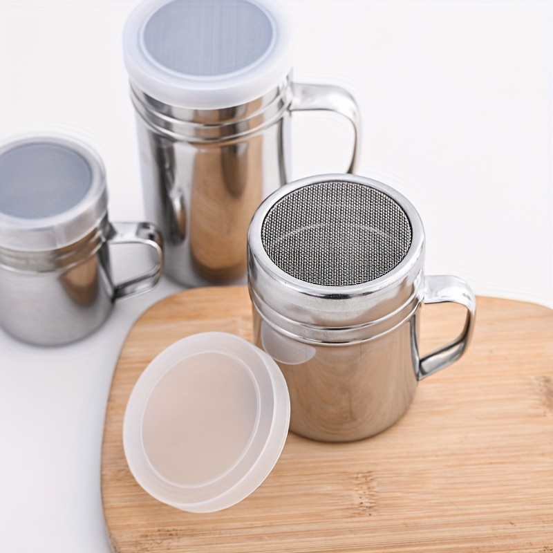 Stainless Steel Coffee Powder Shaker Set/cocoa Dredge With Fine Mesh  Lid/spice Shaker/coffee Art Stencils, Cappuccino Latte Barista Tools