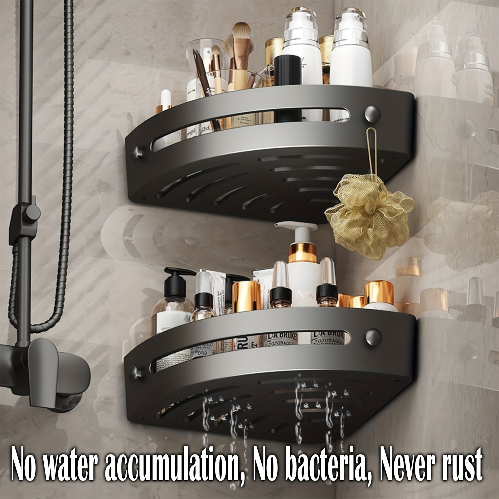 Corner Shower Caddy Suction Cup NO-Drilling Removable Bathroom
