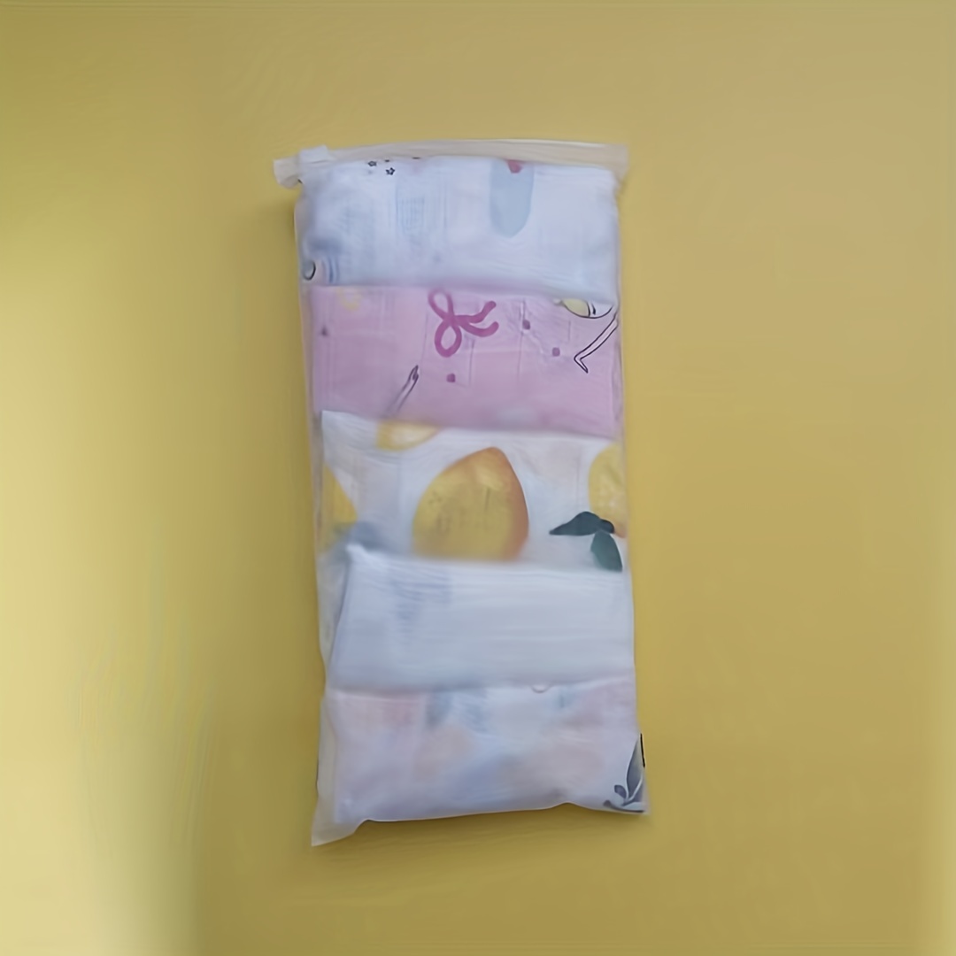 5pcs Double Layer Baby Wrap Towels, Bamboo Cotton Print