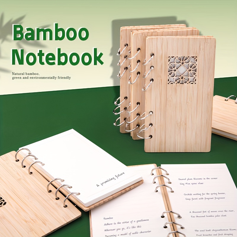 Creative A4 a7 Bamboo Loose leaf Ring Binder For Notebook - Temu
