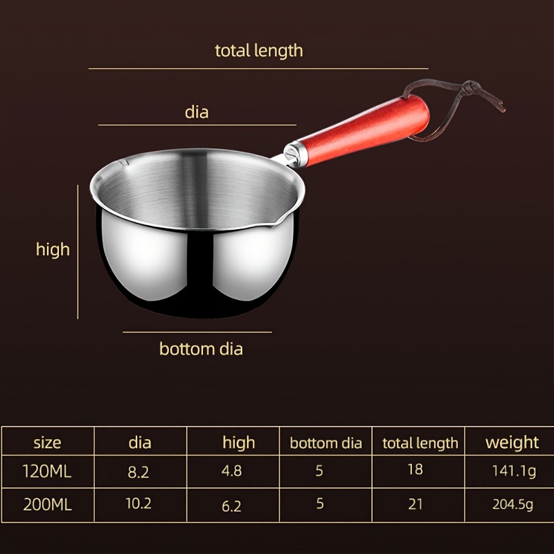 Milk Pan Dual Pour Spout Stainless Steel Sauce Pot Wood - Temu