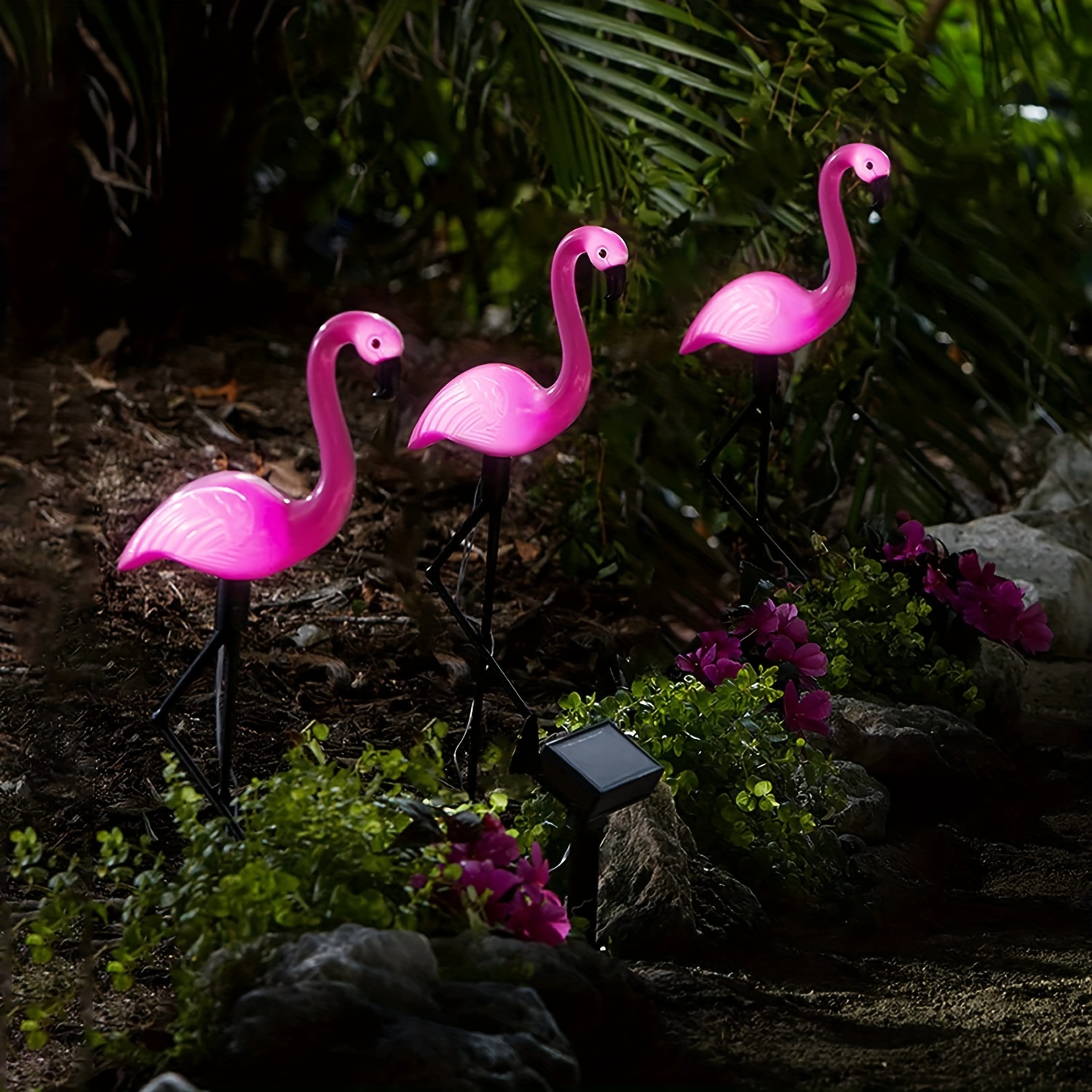 

1/3pcs Solar Courtyard Lights, Flamingo Led Outdoor Lighting Decorative Landscape Lights, Solar Garden Villa Lawn Lights, Ground Plug Lights, Waterproof