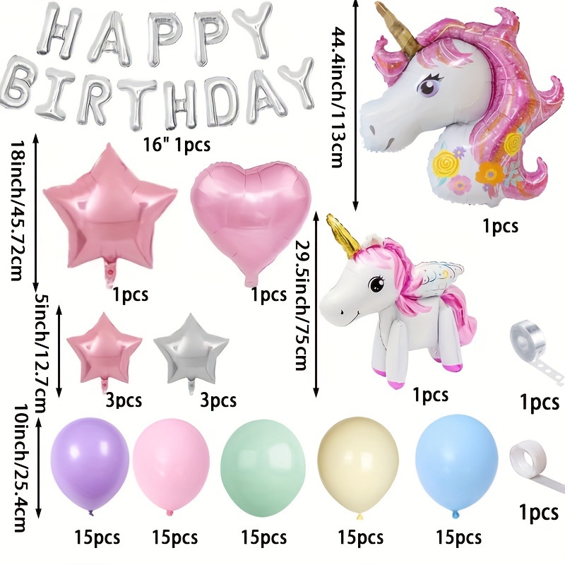 Purple Unicorn Themed Party Balloon Set Birthday Party - Temu