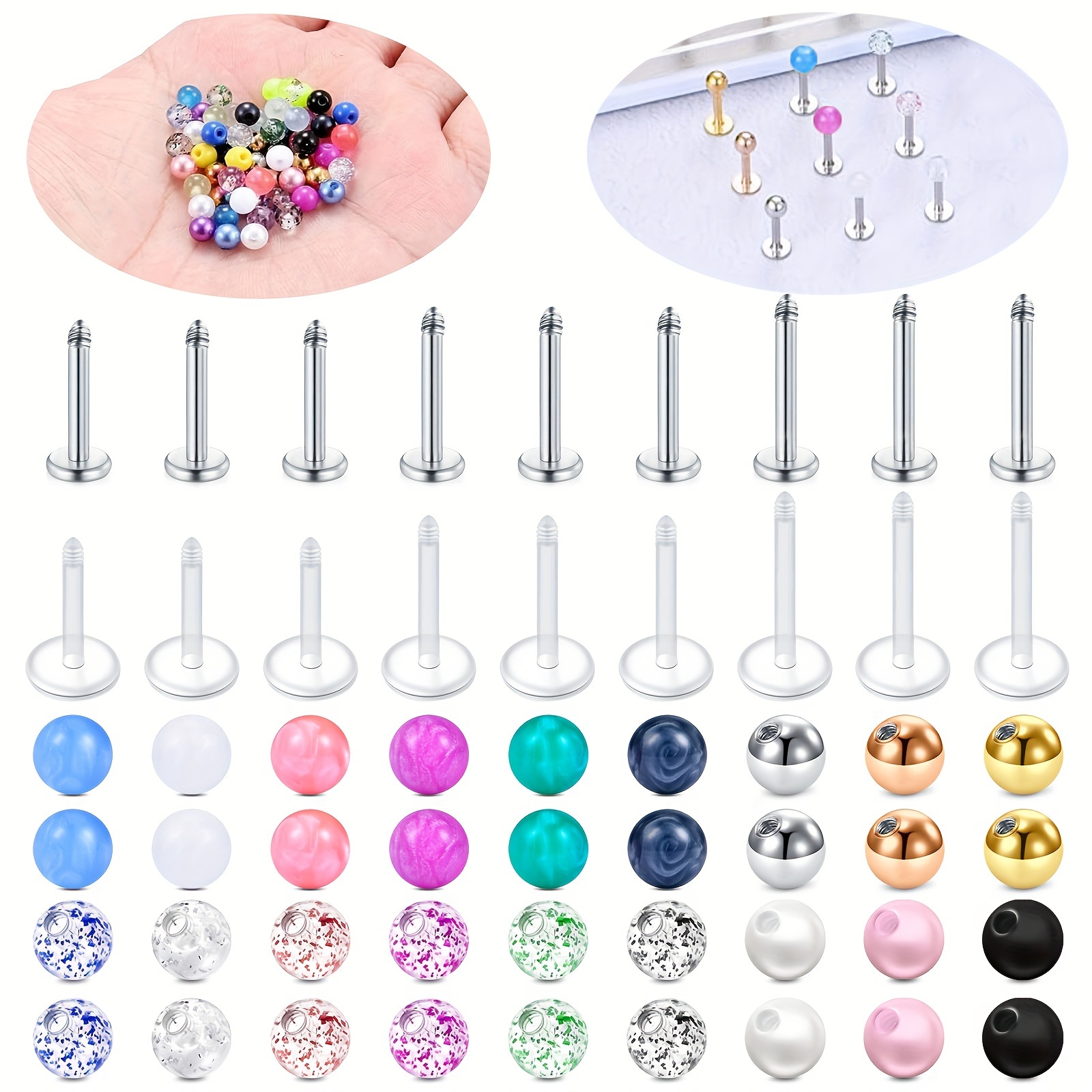 Plastic Earrings For Surgery Medical Clear Post Stud - 40 Pieces