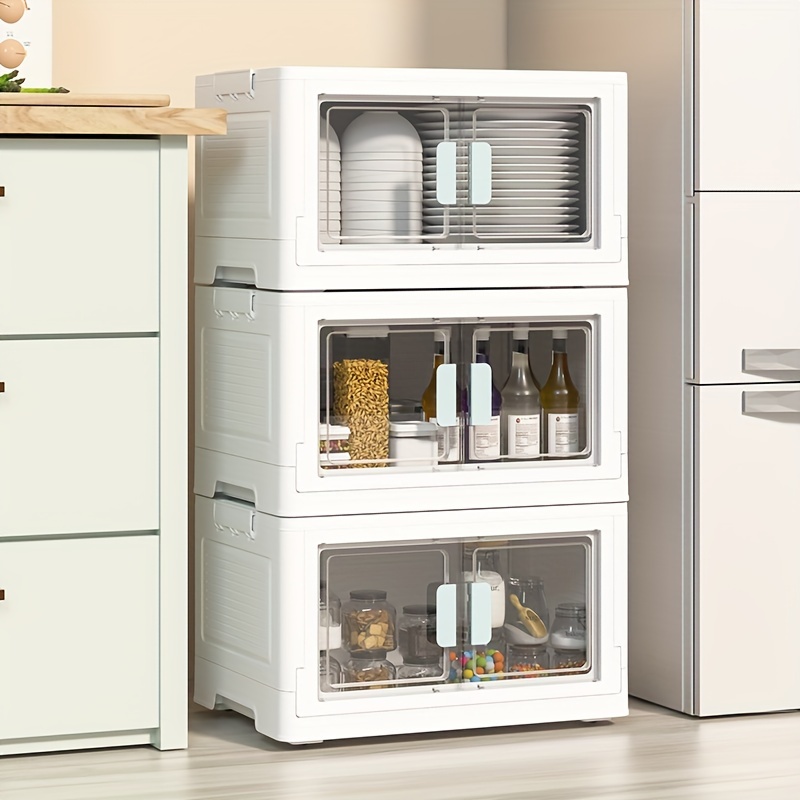 1pc Floor-standing Foldable Single Layer Storage Cabinet, Kitchen