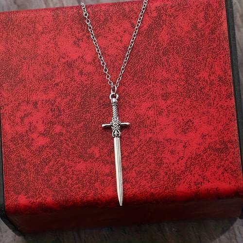 retro sword pendant necklace punk style cross alloy pendant necklace for women and men