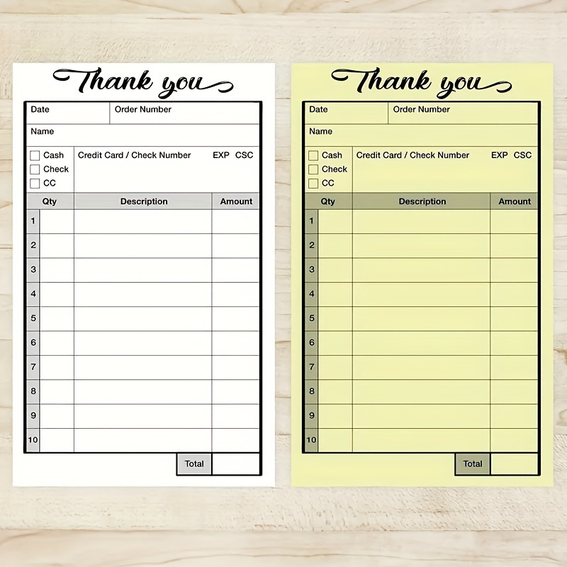 2 Color Thank You Receipt Book 50 Sets Of Carbon Free Order Form Invoice  Pads Small Boutique Convenient And Cute