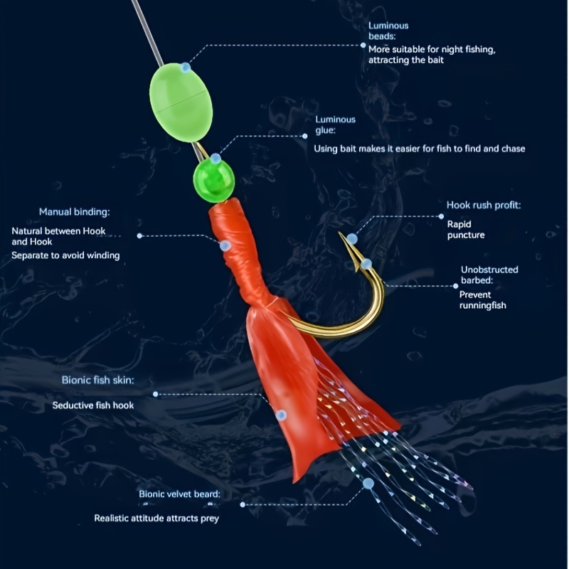 Bionic Fish Skin Stringer Hook Barbed Fishing Hook Luminous - Temu