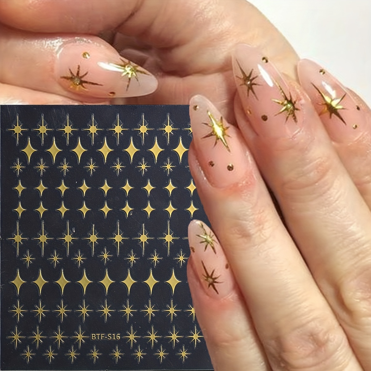 Amazon.com: 6 Sheets Metallic Moon Star Nail Art Stickers Silver Sun Stars  Holographic Nail Design Sticker Laser Gold Heart Nail Art Supplies  Starlight Glitter Nail Decals for Women DIY French Manicure Decoration :