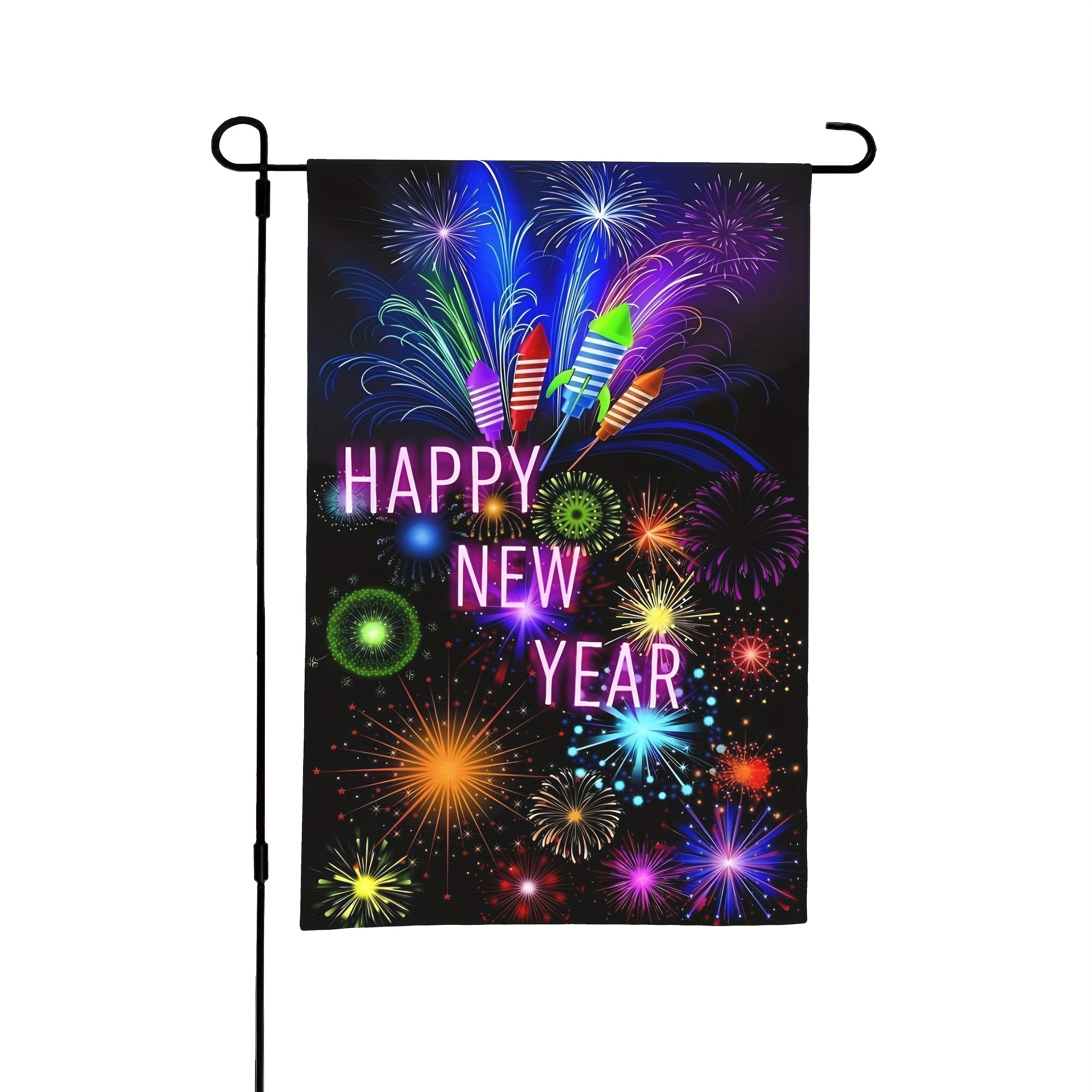 TEMU 1pc, Happy New Year Flag, Christmas Winter Yard Flags, Large Home Decor, Outdoor Decor, Yard Decor, Garden Decorations, Holiday Decoration,