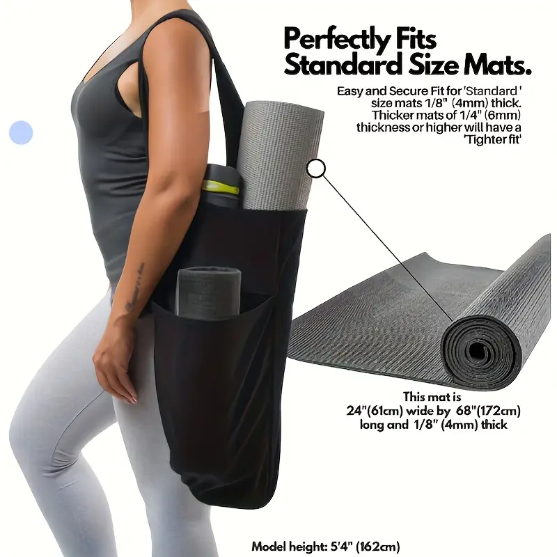 1pc Yoga Mat Storage Bag, Sling Mat Handbag With Large Side Pocket, Yoga  Accessories