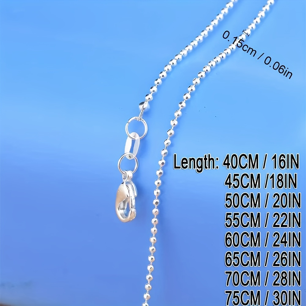 1pc Ball Chain 925 Silver Plated Copper Loose Chain Necklace Chain For  Pendant Jewelry Making Supplies 16-30in