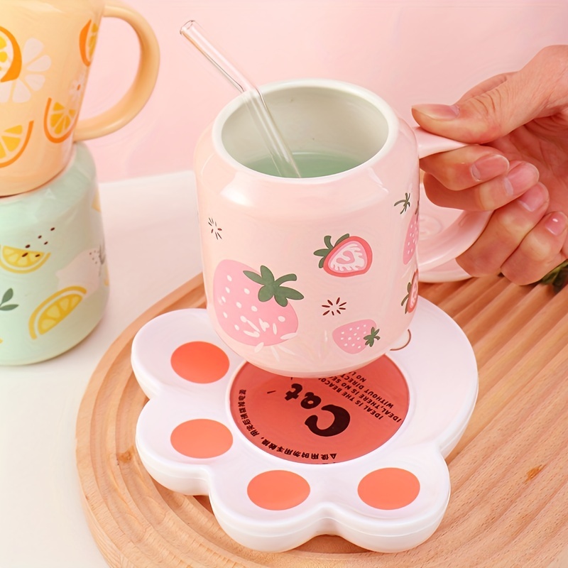 Cute Girl Ceramic Cup 450ml Porcelain Coffee Mug with Straw Women