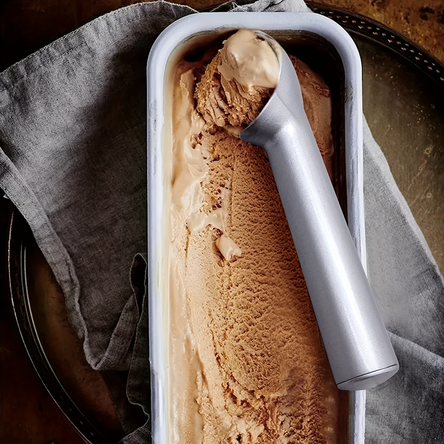 Premium Stainless Steel Ice Cream Scoop with Trigger Fruit Scoop Perfect  for Frozen Yogurt Sundae Ice
