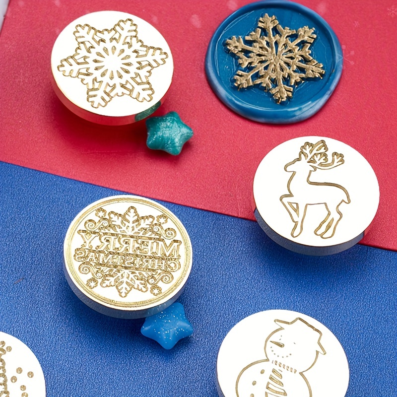 1pc Christmas Wax Seal Stamp, 1.18inch Retro Style Lacquer Seal Head ,  Craft Wax Seal Head For Envelopes, Santa Claus,Snowflakes - AliExpress