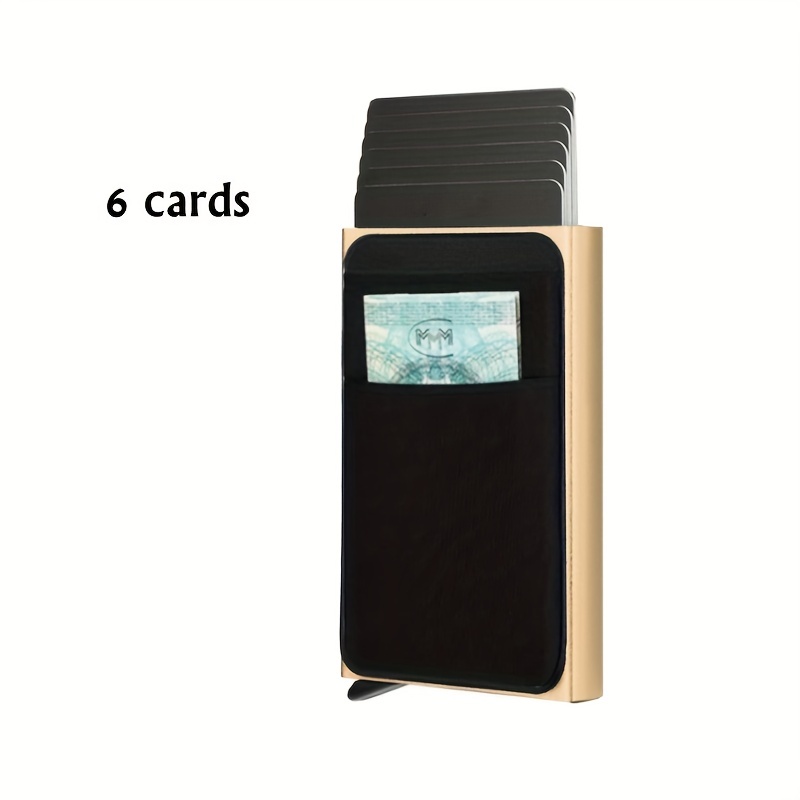 Slim Aluminum Wallet With Elasticity Back Pouch ID Credit Card Holder Mini  RFID Wallet Automatic Pop up Bank Card Case Price $10.00 in Phnom Penh,  Cambodia - Prince Victor