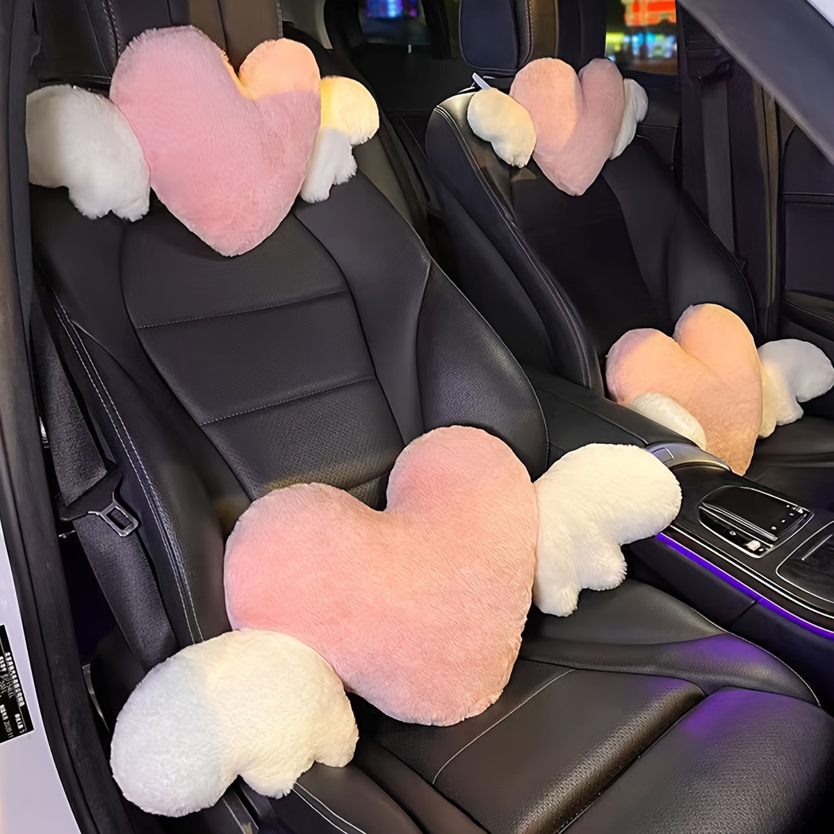 Cute Cartoon Car Headrest Pillow, Neck Support Pillow, Cartoon Duck Love  Heart Back Waist Pillow Seat Back Cushion Car Interior Decoration - Temu