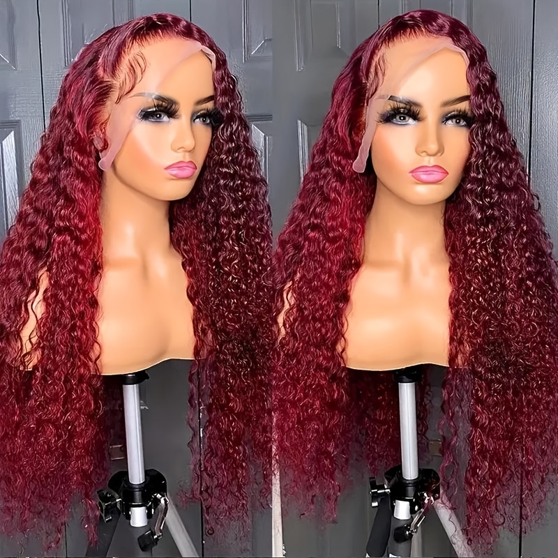 99J RED WINE BURGUNDY Deep Curly No Lace Full Weave Wig Human Hair Wigs  Cheap Full Machine Made Hair Wig for Black Women Women Wigs 