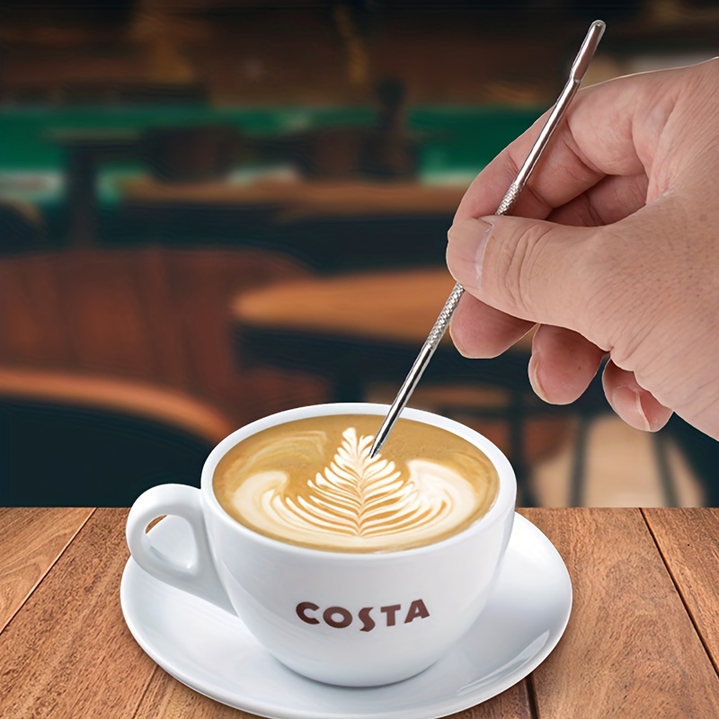 Coffee Latte Art Pen, Cappuccino Latte Coffee Decorative Art Pen, Coffee  Art Needle Wood Handle Stainless Steel Latte Carving Pen Coffee Maker  Accessories Coffee Bar Accessories - Temu