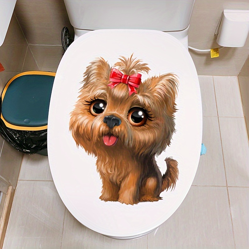 Cartoon Cute Puppy Poop Sticker Room Toilet Sticker Home - Temu