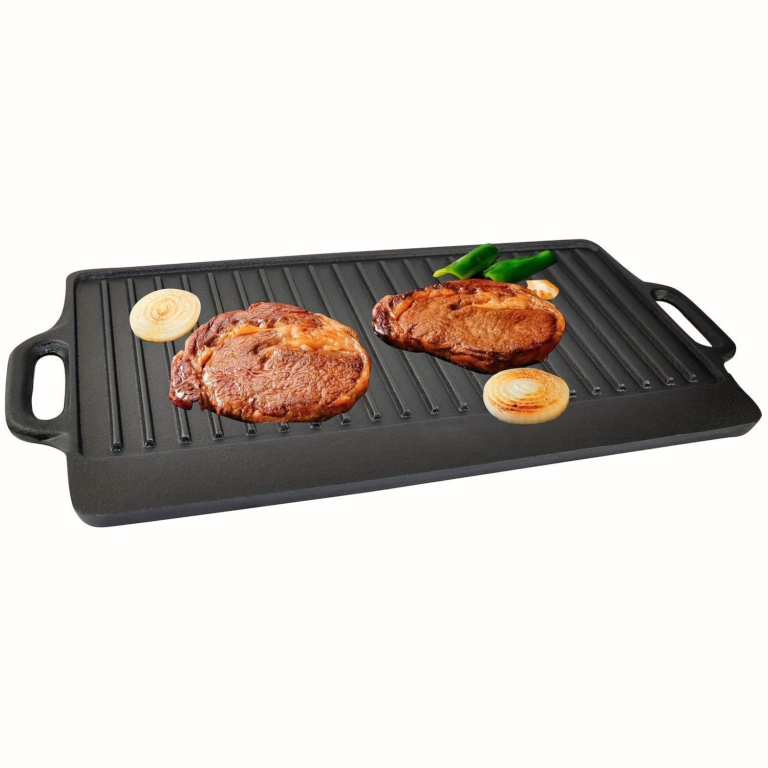 Cast Iron Reversible Griddle Grill Pan - Non Stick Skillet Bbq Hot