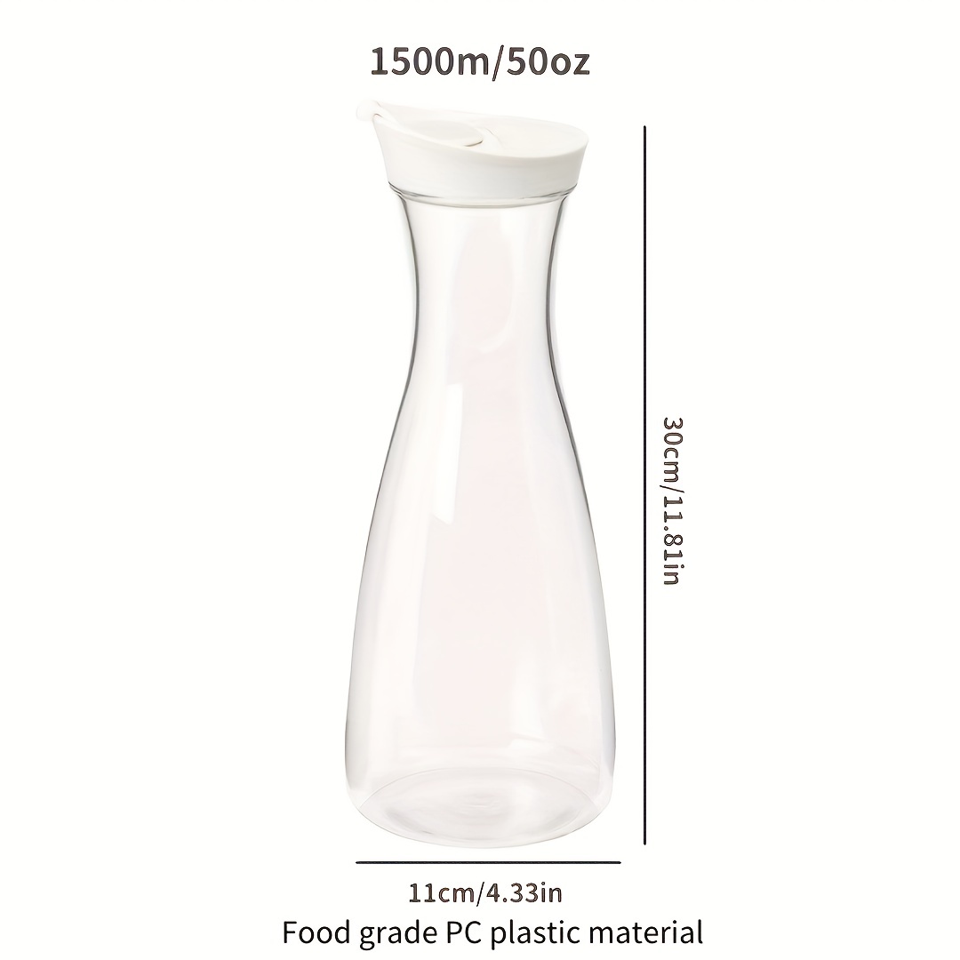 Water Carafe with Flip Top Lid Set of 2 Square Base Juice Containers 50 Oz  Clear