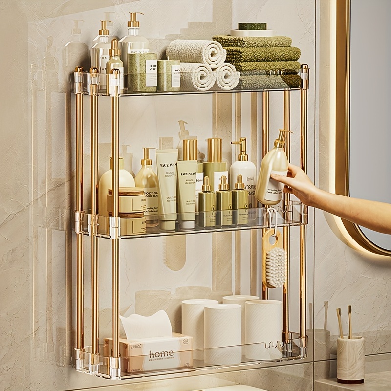 2 3 Layers Cosmetics Shelf Bathroom Transparent Storage Rack - Temu
