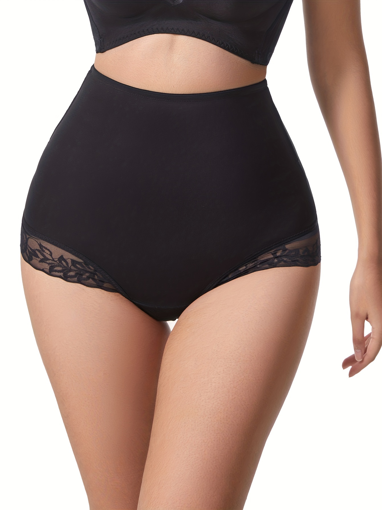 Contrast Lace Shaping Panties Tummy Control Hollow Open Butt - Temu